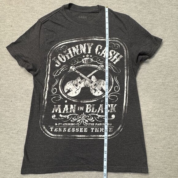 Johnny Cash Man In Black Graphic T-Shirt Short Sleeve Charcoal Gray Adult Small - Picture 8 of 10